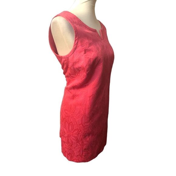 Talbots sheath pink and coral floral type print jacquard fully lined dress - Picture 4 of 11